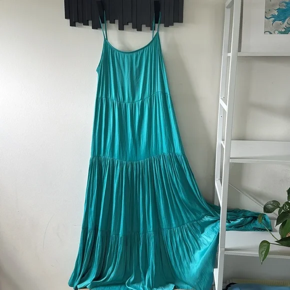 JOIE Women's Teal Spaghetti Strap Maxi Dress With Side Pockets Maxi Dress Sz M - Picture 13 of 13